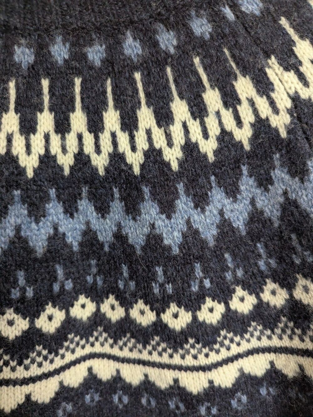 ABERCROMBIE & FITCH Wool Blend Nordic Pattern Sweater NAVY BLUE Crew Neck MENS L - Picture 6 of 7